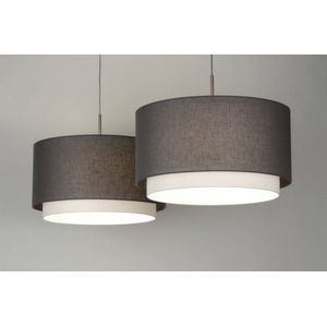 Lumidora Hanglamp 30415 - BERLIN - 2 Lichts - E27 - Grijs - Taupe - Textiel