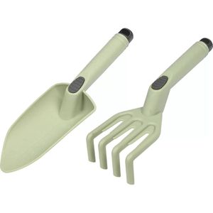 Benson Tuingereedschap set - 2-delig - groen - kunststof - hark en schep - handgereedschap