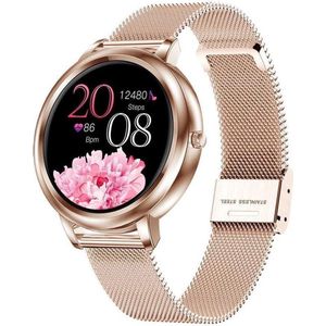 DMV Smartwatch Classy Pro- Smartwatch dames - Smartwatch heren - Activity Tracker - Touchscreen - Stalen band - Dames - Heren - Horloge - Stappenteller - Bloeddrukmeter - Verbrande calorieën - Zuurstofmeter - Rosegoud - Spatwaterdicht