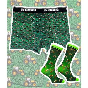 Sock My Feet - Heren ondergoed en sokken - 2 pack - Boxershort maat S - Sokken maat 43-46 - Sokken en boxer Giftbox - Funny Socks - Tractor - Grappige boxershort - Gekke sokken - Grappige cadeaus - Socks First.