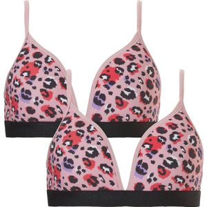 Ten Cate Meisjes Cotton Stretch 2-Pack BH Leopard Pink B70