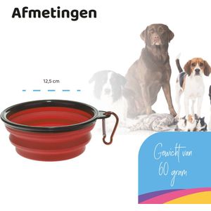 Opvouwbare Voerbak en Drinkbak - Rood - Voor Hond, Kat en Huisdieren - Hondenvoerbakje - Hondenvoer - Kattenbak - Inclusief Karabijnhaak