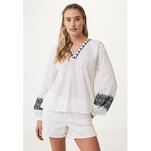 Lange Mouwen Blouse With Embroidery Dames - Off White - Maat M