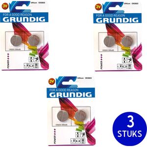 Grundig Knoopcel Batterij  CR2032 - 3 pakken van elk 2 stuks