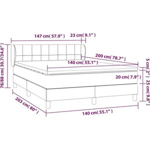 vidaXL - Boxspring - met - matras - stof - donkerbruin - 140x200 - cm