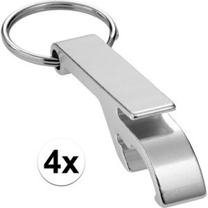4x Flesopener sleutelhanger - zilver - opener