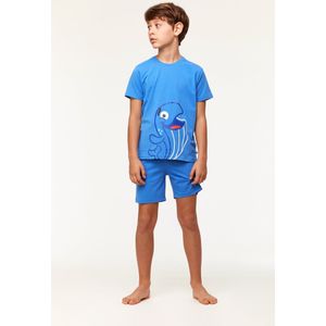 Woody pyjama jongens - blauw - walvis - 231-1-PLE-Z/866 - maat 128