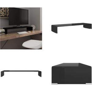 vidaXL Tv-meubel/monitorverhoger zwart 90x30x13 cm glas - Tv-kast - Tv-kasten - Tv-standaard - Tv-standaarden