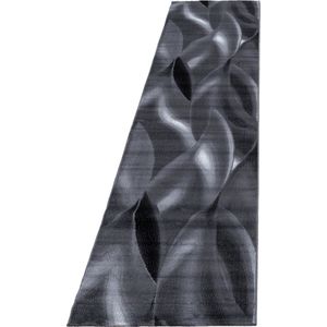 Pochon - Tapijt Plus - Zwart - 300x80x0,6 - Vloerkleed - Golven - Laagpolige Vloerkleed - Kortpolige Vloerkleed - Rechthoekige Tapijt - Rechthoekige Vloerkleed