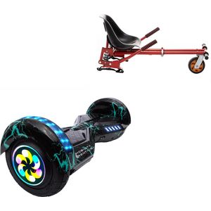 E-Mobility Rentals Hoverboard Met Schokdemper Hoverkart Rood - Lambo Lightning Pro - Verlengde Afstand - 8'' Wielen - Oxboard - 15kmh - Bluetooth Speakers - LED Verlichting - UL2272 Gecertificeerd - Anti lek banden - Cadeau voor Kinderen, Tieners en