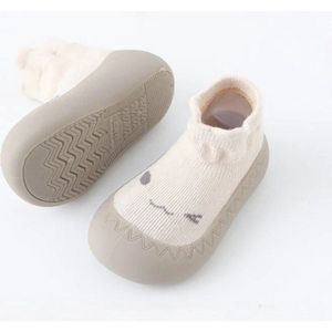 Anti-slip babyschoentjes - Soksloffen - Eerste loopschoentjes van Baby-Slofje - Cutie beige maat 25