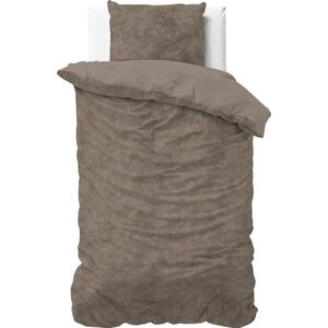 Sleeptime Velvet Touch  - Dekbedovertrek - Eenpersoons - 140x200/220 + 1 kussensloop 60x70 - Taupe