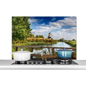 Spatscherm keuken 100x65 cm - Kookplaat achterwand Molen in Gorinchem - Muurbeschermer - Spatwand fornuis - Hoogwaardig aluminium