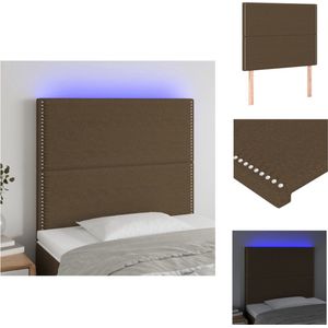 vidaXL Hoofdeind LED donkerbruin - 90 x 5 x 118/128 cm - verstelbaar - duurzaam materiaal - kleurrijke LED-verlichting - snijdbare LED-strip - eenvoudige montage - USB-aansluiting - IP65 - Bedonderdeel