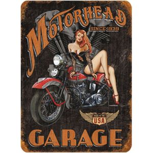 Motorhead Garage Metalen Bord 30 x 40 cm