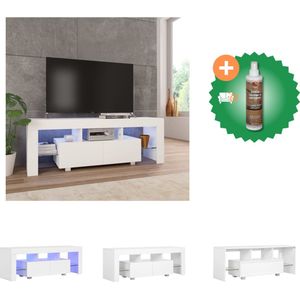 vidaXL Tv-meubel met LED-verlichting 130x35x45 cm hoogglans wit - Kast - Inclusief Houtreiniger en verfrisser