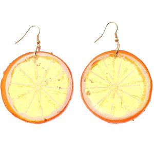 Fako Bijoux® - Oorbellen - Plastic Fruit - Sinaasappel Schijfje