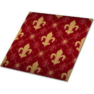 Tulup PVC Tegels - Koninklijke Lelies Vinyl Tegels - 30 cm x 30 cm - Rood Zelfklevende Vinyltegels - Set van 9 - Zelfklevende PVC Tegels - Geometrisch Plaktegels - Vloer Tegels PVC - Plaktegels keuken en Badkamer
