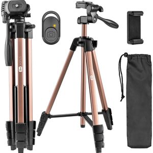 Studio ME Telefoon Statief - 136 cm - Tripod Smartphone - Rosegoud - Incl. Bluetooth
