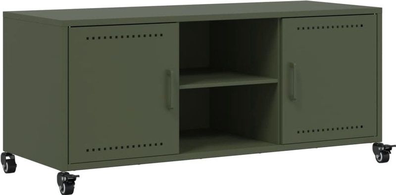 vidaXL - Tv-meubel,5x39x43,5 - cm - staal - olijfgroen