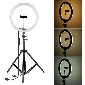 Alphacase LED Ring Light 26 cm/10 inch met Verstelbaar Statief (32 tot 160cm) - Inclusief Telefoonhouder - Selfie Ringlight voor TikTok / Instagram / Youtube / Streaming - Make-Up Lamp Rond Licht - Studio Ringlamp - Studiolamp Goedkoop