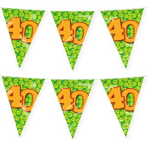 Paperdreams verjaardag 40 jaar thema vlaggetjes - 2x - feestversiering - 10m - folie - dubbelzijdig