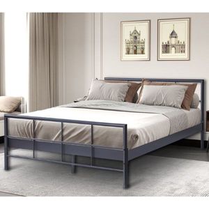 Rousseau - Tweepersoonsbed Davy | x | Metalen frame | Donkergrijsx200 