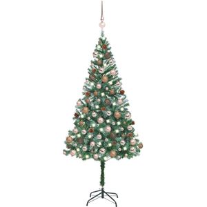 The Living Store Kunstkerstboom Deluxe - 180 cm - Met LED-verlichting en Kerstballen - Roségoud - USB-aansluiting