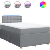 vidaXL - Boxspring - met - matras - stof - lichtgrijsx190 - cm