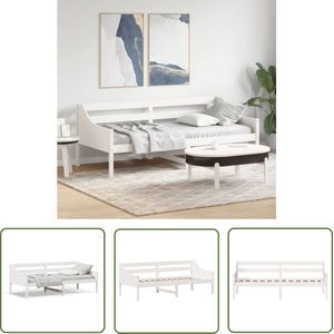 The Living Store Slaapbank zonder matras 100x200 cm massief grenenhout wit - Slaapbank - Houten Bed - Tweepersoons Bed - Daybed - Zitbank