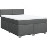 vidaXL - Boxspring - met - matras - stof - donkergrijs - 140x200 - cm