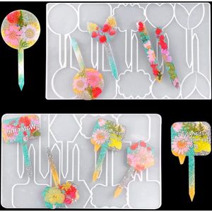 Plant Labels Resin Molds Garden Markers Silicone Molds for Resin Plant Tags Epoxy Resin Molds for Seed Potted Nursery Garden T-Type (2 Pcs hars mallen)
