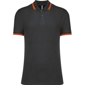 Kariban Gestreepte herenpolo korte mouwen K272 - Dark Grey / Orange - XXL