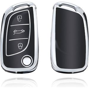 Autosleutel hoesje - TPU Sleutelhoesje - Sleutelcover - Autosleutelhoes - Geschikt voor Citroën - zwart - C3 - Auto Sleutel Accessoires gadgets - Kado man vrouw - Cadeau voor man vrouw