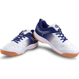 Nivia HY - Court 2.0 badmintonschoenen (wit/blauw, 11 UK / 12 US / 45 EU) | Voor heren en jongens | Niet-markerende ronde zool
