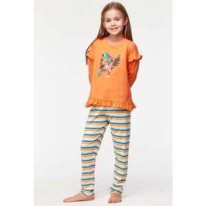 Woody pyjama meisjes/dames - oranje - toekan - 231-1-PLG-S/539 - maat 140