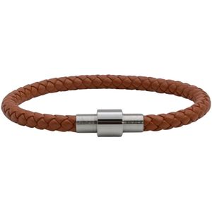 Marama - Herenarmband Bjorn Bruin - Sluiting Metaal Zilver - The Nordic Collection - RVS - leer - magneetsluiting - robuuste armband mannen - luxe geschenkverpakking