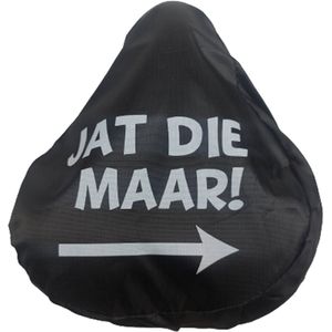 Zadelovertrek met tekst '' Jat die maar '' - Zwart / Wit - PVC - Rekbaar - Zadelhoes - Fietshoes - Zadel