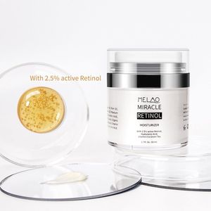 Retinol Gezichtscrème – 1 + 1 Gratis - Dag- & Nachtcrème met 2.5% Retinol – Anti-Rimpel & Verstevigend – Vitamine E, Carnosine, Jojoba & Mentha Extract – Voor Stralende Huid – 50ml - Melao