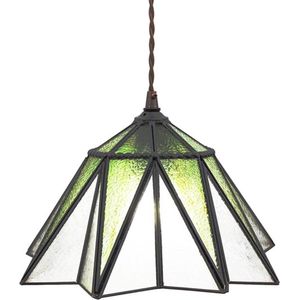 LumiLamp Hanglamp Tiffany Ø 31*107 cm E27/max 1*40W Transparant, Groen Glas, Metaal Zeshoek Hanglamp Eettafel Hanglampen Eetkamer