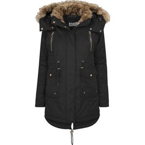 Jas Dames Imitation Fur Parka zwart