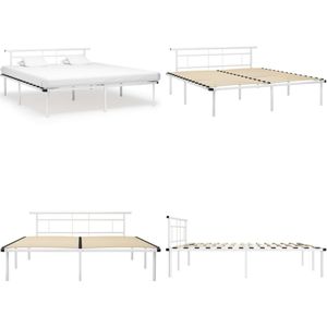 vidaXL Bedframe metaal wit 200x200 cm - Bedframe - Bedframes - Tweepersoonsbed - Tweepersoonsbedden