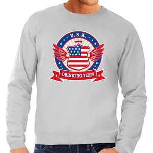 Grijs USA drinking team sweater grijs heren -  Amerika kleding M