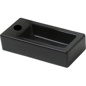 ​Diamond Line - Fontein Toilet - Links - Mat Zwart - 36.5x18x9cm - Keramiek - 1 Kraangat