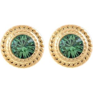 Behave Tijdloze goudkleurige oorstekers met emerald groene swarovski steen