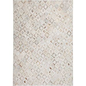 Creme Grijs vloerkleed - 160x230 cm  -  A-symmetrisch patroon Geruit - Modern