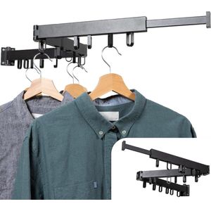 Drying Rack Wall Mounted 127 cm Extendable Clothes Line for Laundry and Clothes - Space Saving Black