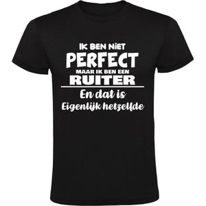 Ik ben niet perfect maar ik ben een Ruiter en dat is eigenlijk hetzelfde Heren T-shirt | achternaam | jarig | verjaardag | naam | grappig  | Zwart