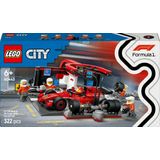 LEGO City F1 pitstop en pitcrew met Ferrari auto - 60443