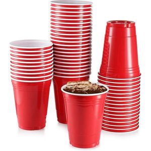 Red cups - 50stuk(s) - 475ml - Party Cups  - Drankspel - Beerpong Bekers - Beerpong - Plastic Bekers